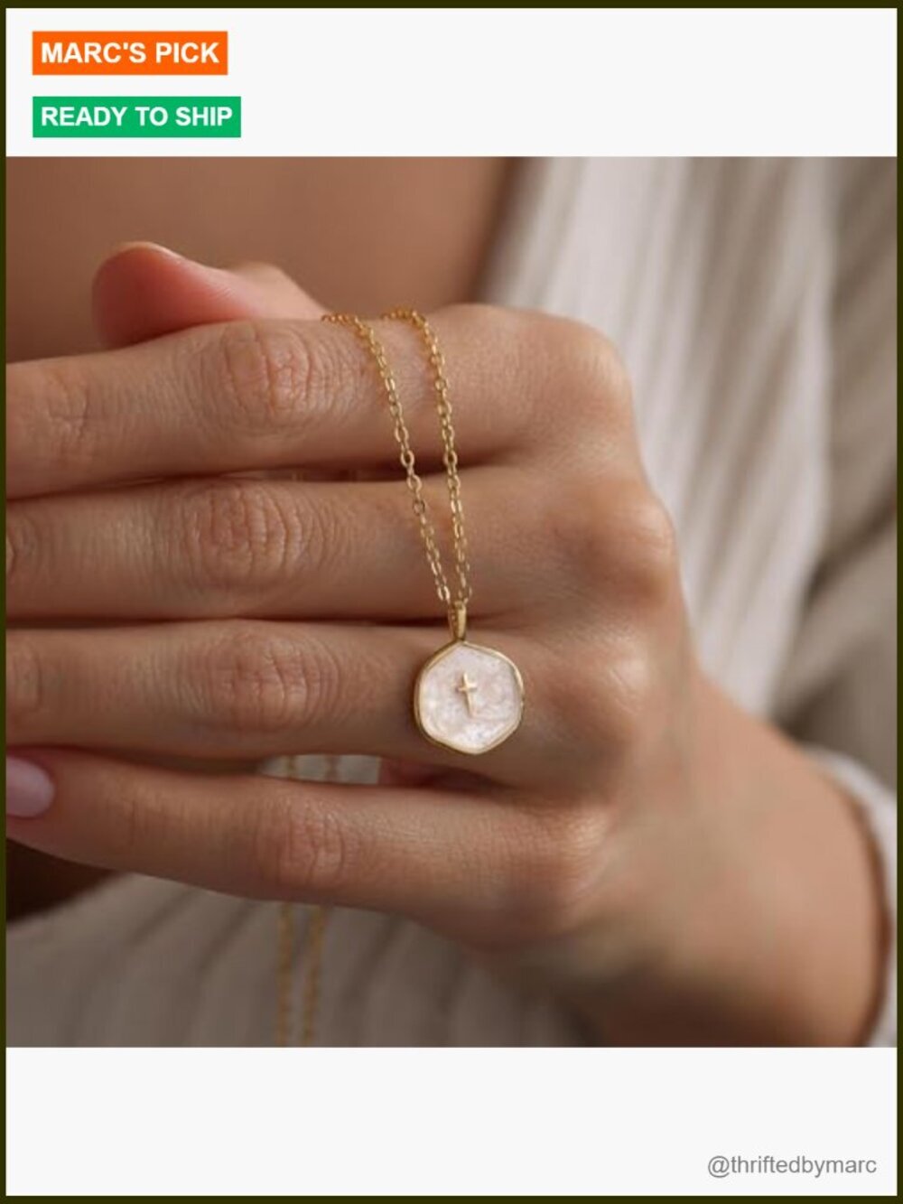 Dainty 14k Gold Plated Cross Pendant Necklace with Cubic Zirconia - Picture 3 of 7